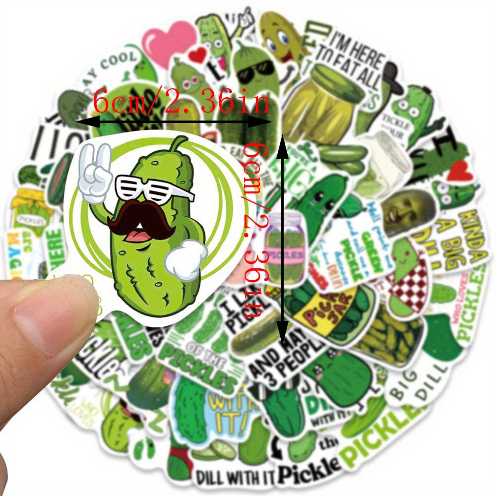 50pcs Pickle Stickers Waterproof Laptop Water Bottle Meme Stickers