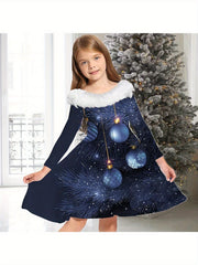 Girls Jingle Bell Long Sleeve Dress Christmas Gift