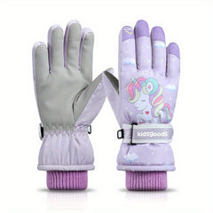 Kids Winter Snow Playing Waterproof Gloves Boys Girls Warm Thick Skiing Gloves