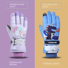 Kids Winter Snow Playing Waterproof Gloves Boys Girls Warm Thick Skiing Gloves