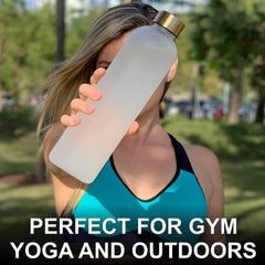 32oz Water Bottle Time Marker Motivational Reusable Leakproof BPA Frosted