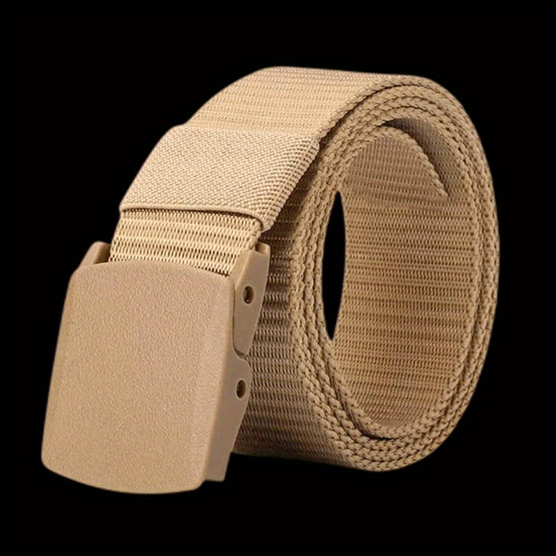 Men's Baseball Belt w/ Automatic Buckle, Solid Nylon Belt for Outdoor Activities