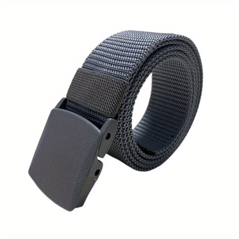 Men's Baseball Belt w/ Automatic Buckle, Solid Nylon Belt for Outdoor Activities