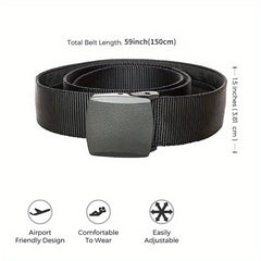 Men's Baseball Belt w/ Automatic Buckle, Solid Nylon Belt for Outdoor Activities