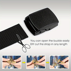 Men's Baseball Belt w/ Automatic Buckle, Solid Nylon Belt for Outdoor Activities