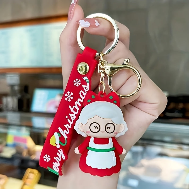 Santa Claus Keychain Wristlet Strap Backpacks Bags Key Chain