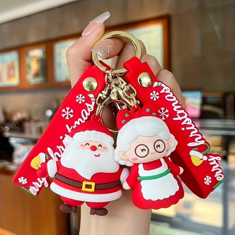 Santa Claus Keychain Wristlet Strap Backpacks Bags Key Chain