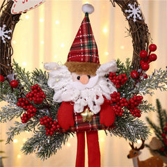 Christmas Gnome Wreath For Front Door Santa Claus Cartoon Doll Door Hanger