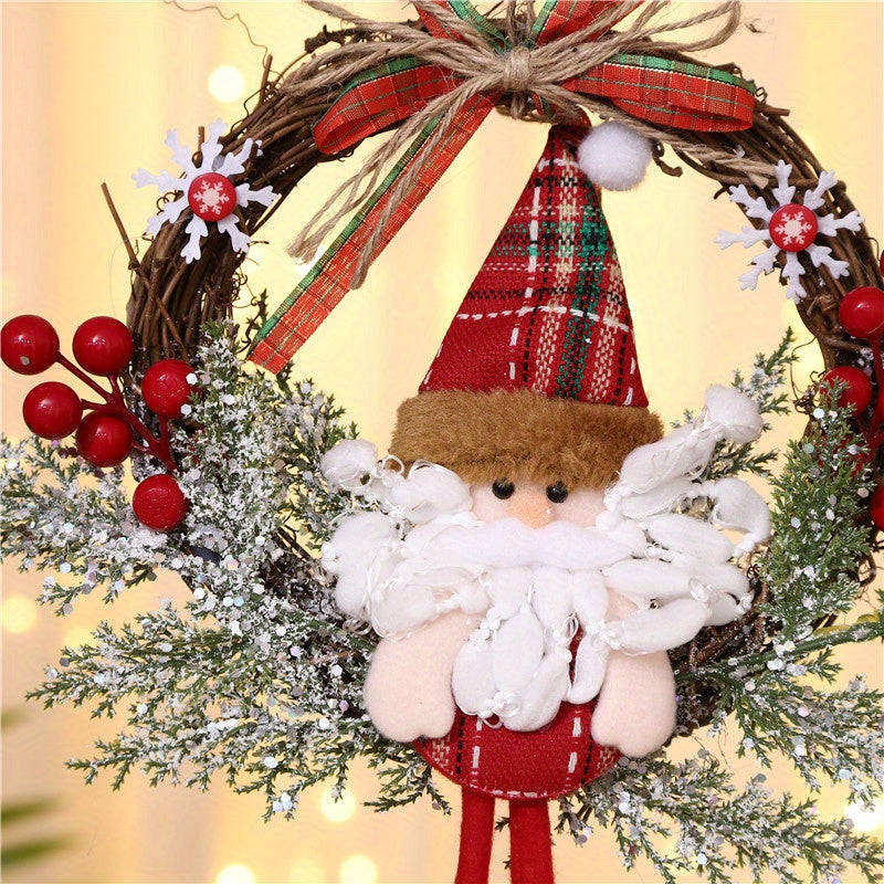 Christmas Gnome Wreath For Front Door Santa Claus Cartoon Doll Door Hanger
