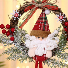 Christmas Gnome Wreath For Front Door Santa Claus Cartoon Doll Door Hanger