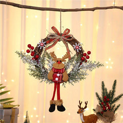 Christmas Gnome Wreath For Front Door Santa Claus Cartoon Doll Door Hanger
