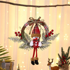 Christmas Gnome Wreath For Front Door Santa Claus Cartoon Doll Door Hanger