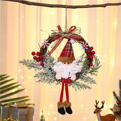 Christmas Gnome Wreath For Front Door Santa Claus Cartoon Doll Door Hanger