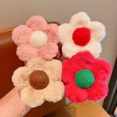Autumn Winter Plush Flower Hair Clip Small Hairpin Headwear