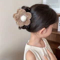 Autumn Winter Plush Flower Hair Clip Small Hairpin Headwear