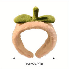 Pink Peach Plush Face Washing Hair Hoop Wrist Band Non slip Head Hoop