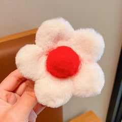 Autumn Winter Plush Flower Hair Clip Small Hairpin Headwear