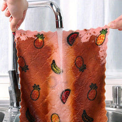 6pcs Kitchen Dishcloths Absorbent Coral Fleece Cleaning Cloths