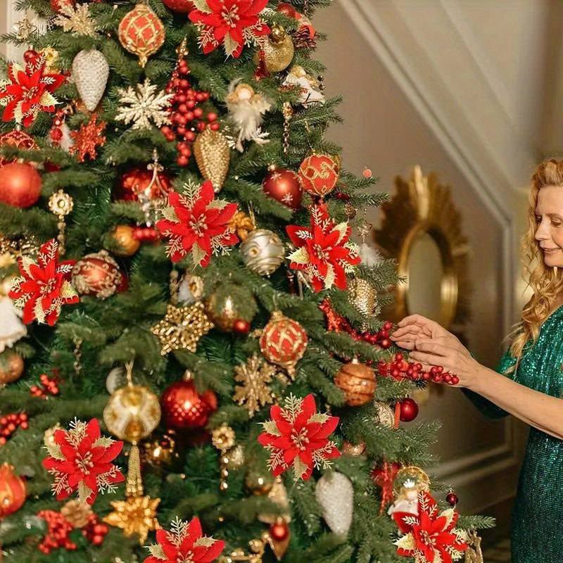 20pcs Red Flower Artificial Christmas Decoration Christmas Tree Flower