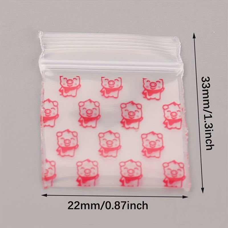 100 Mini Ziplock Bags, Self Adhesive Small Plastic Zip for Candy Cookies