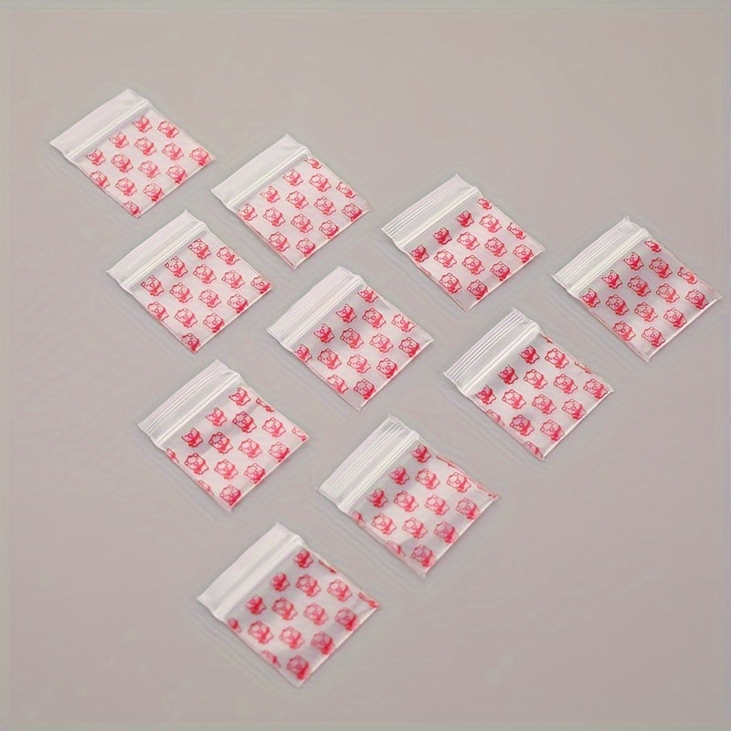 100 Mini Ziplock Bags, Self Adhesive Small Plastic Zip for Candy Cookies