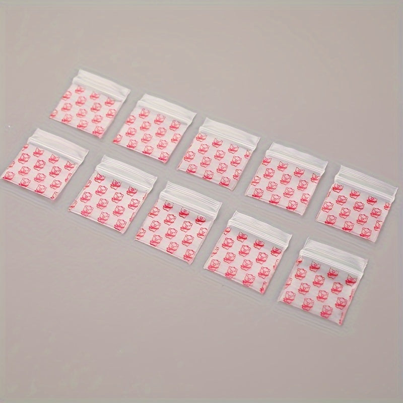 100 Mini Ziplock Bags, Self Adhesive Small Plastic Zip for Candy Cookies
