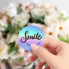 500pcs 1 inch 8 Stickers Laser Smiley Stickers Thank You Label Stickers