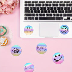 500pcs 1 inch 8 Stickers Laser Smiley Stickers Thank You Label Stickers
