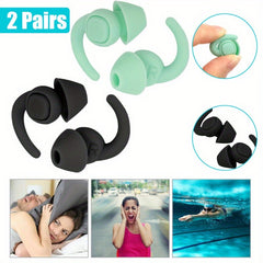 2 Pairs Waterproof Silicone Ear Plugs for Swimming and Sleeping
