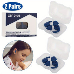 2 Pairs Waterproof Silicone Ear Plugs for Swimming and Sleeping