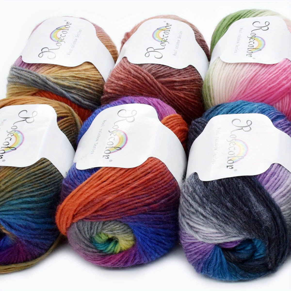 4pcs 100 Wool Yarn Knitted Hand Woven Rainbow Cashmere Woolen Yarn