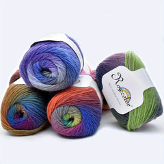 4pcs 100 Wool Yarn Knitted Hand Woven Rainbow Cashmere Woolen Yarn