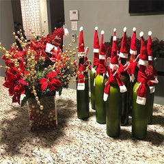 20pcs Mini Santa Hat Christmas Hat For Wine Bottle Silverware Holder