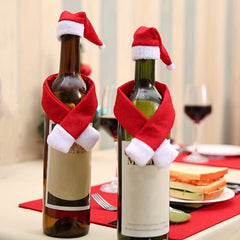 20pcs Mini Santa Hat Christmas Hat For Wine Bottle Silverware Holder