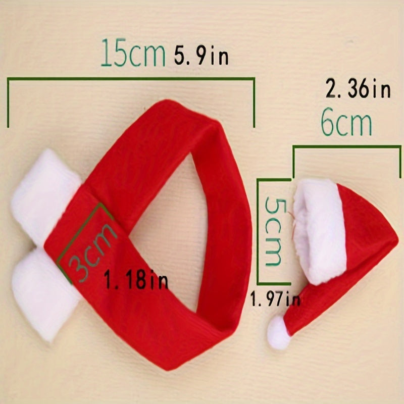 20pcs Mini Santa Hat Christmas Hat For Wine Bottle Silverware Holder