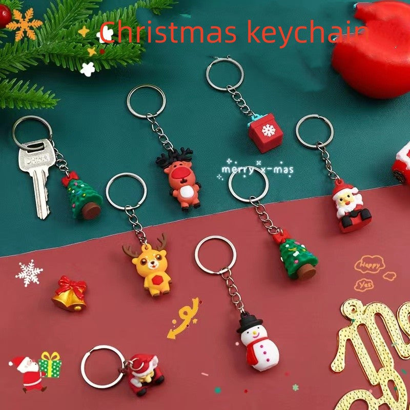 6pcs Christmas Keychain Santa Claus Decor Key Chain Keyring Xmas Gift
