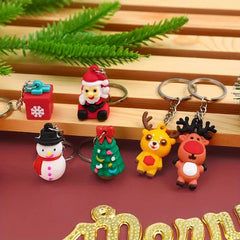 6pcs Christmas Keychain Santa Claus Decor Key Chain Keyring Xmas Gift