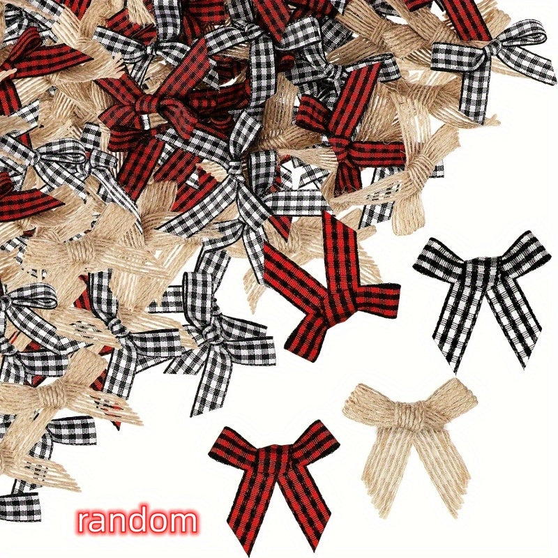 40pcs Christmas Bow Set Red Green Plaid Party Decorations