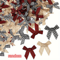40pcs Christmas Bow Set Red Green Plaid Party Decorations