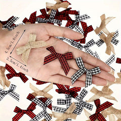 40pcs Christmas Bow Set Red Green Plaid Party Decorations