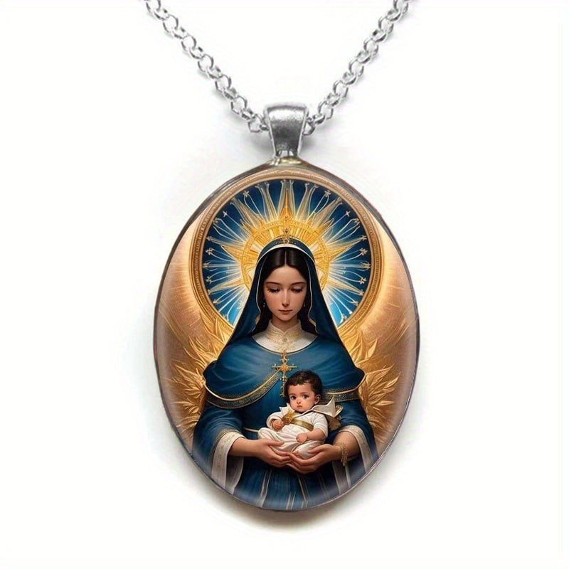 Virgin Mary Pendant Necklace Vintage Party Jewelry Gift
