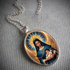 Virgin Mary Pendant Necklace Vintage Party Jewelry Gift