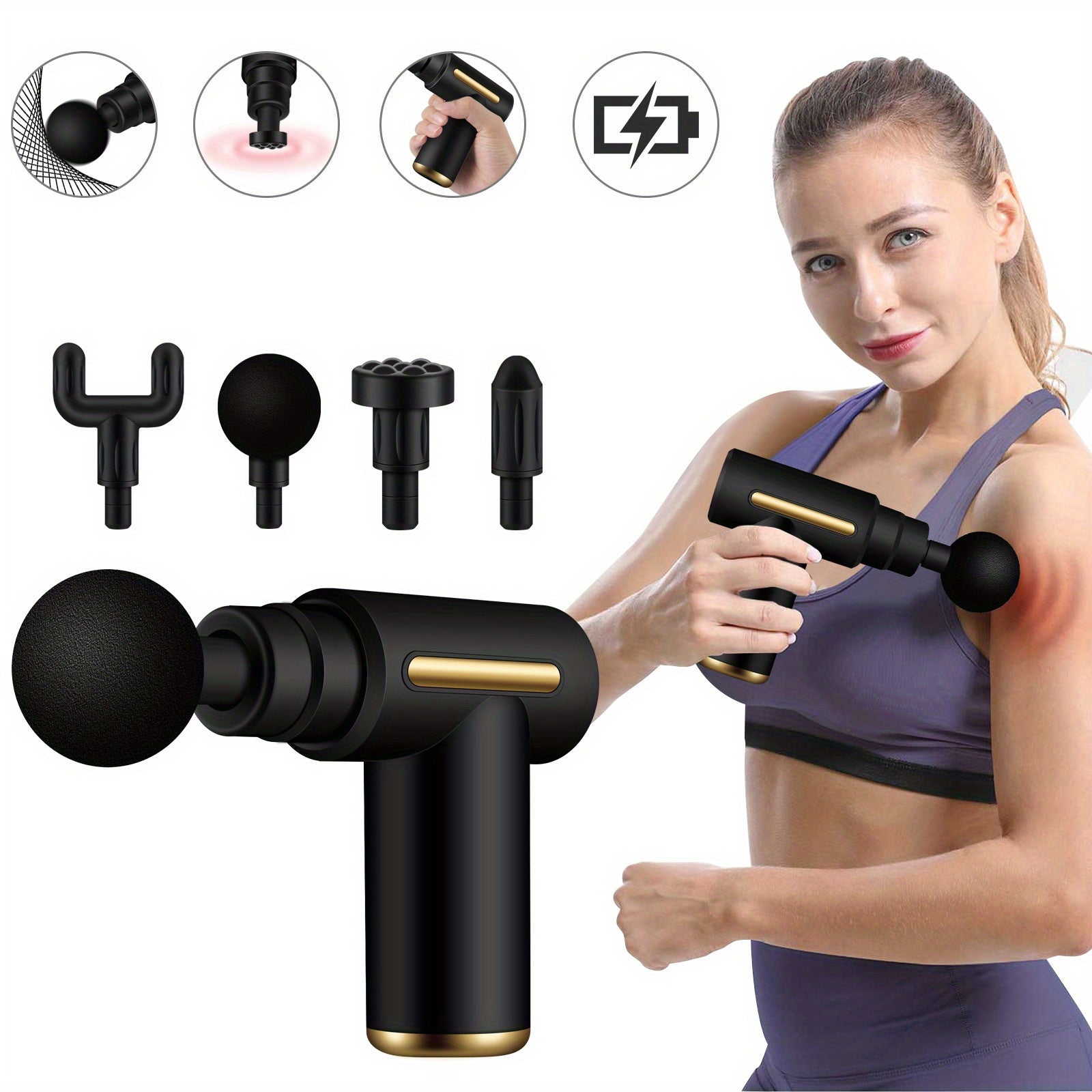 Portable Body Massage Gun w/ LED Screen, Rechargeable Muscle Massager