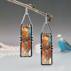 Amber Crystal Earrings Vintage Party Jewelry Gift Set