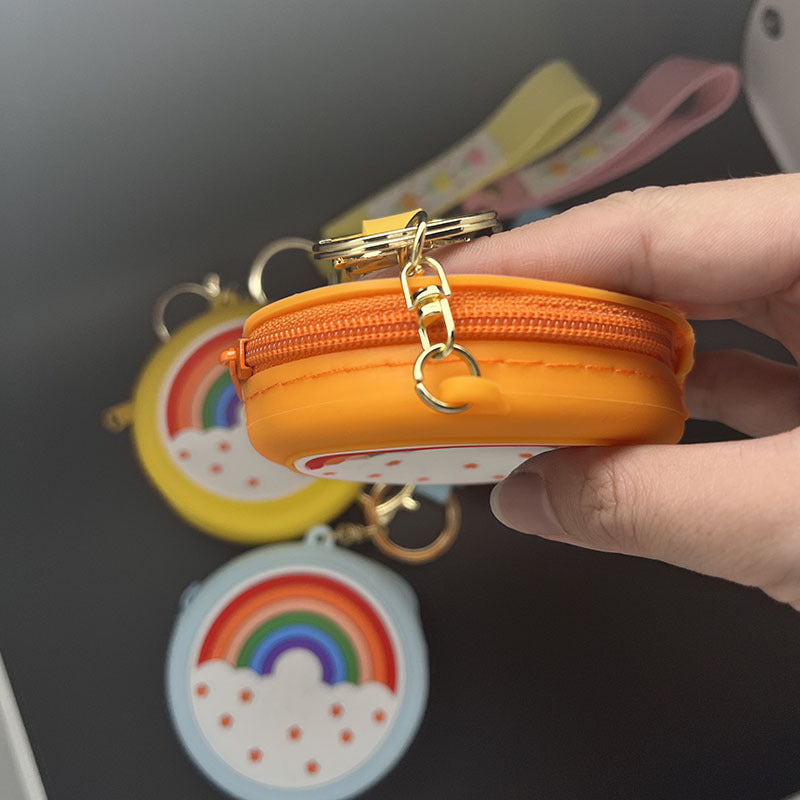 Rainbow Coin Purse Keychain ID Holder Backpack Key Charm Pendant