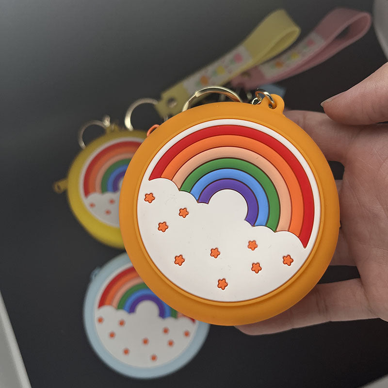 Rainbow Coin Purse Keychain ID Holder Backpack Key Charm Pendant