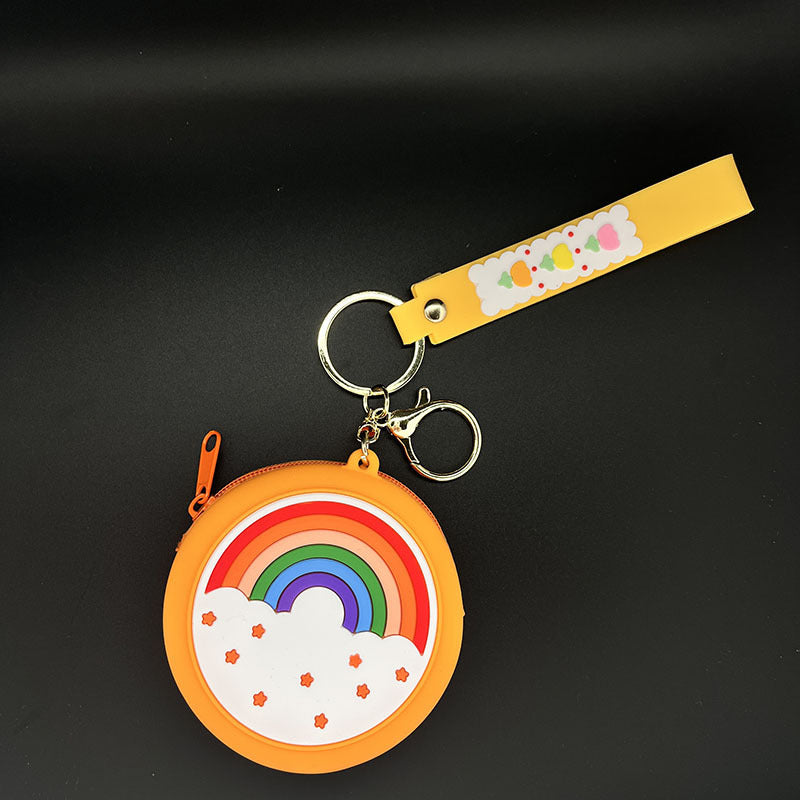 Rainbow Coin Purse Keychain ID Holder Backpack Key Charm Pendant
