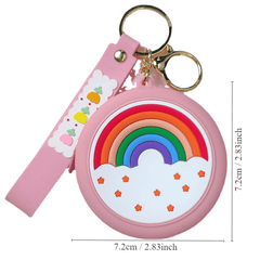 Rainbow Coin Purse Keychain ID Holder Backpack Key Charm Pendant