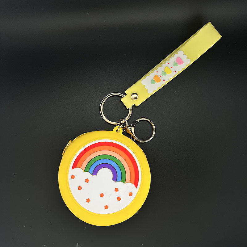 Rainbow Coin Purse Keychain ID Holder Backpack Key Charm Pendant