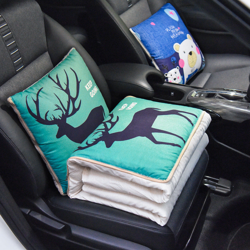2 In 1 Pillow Blanket Portable Folding Blanket Car Interior Cushion Pillow